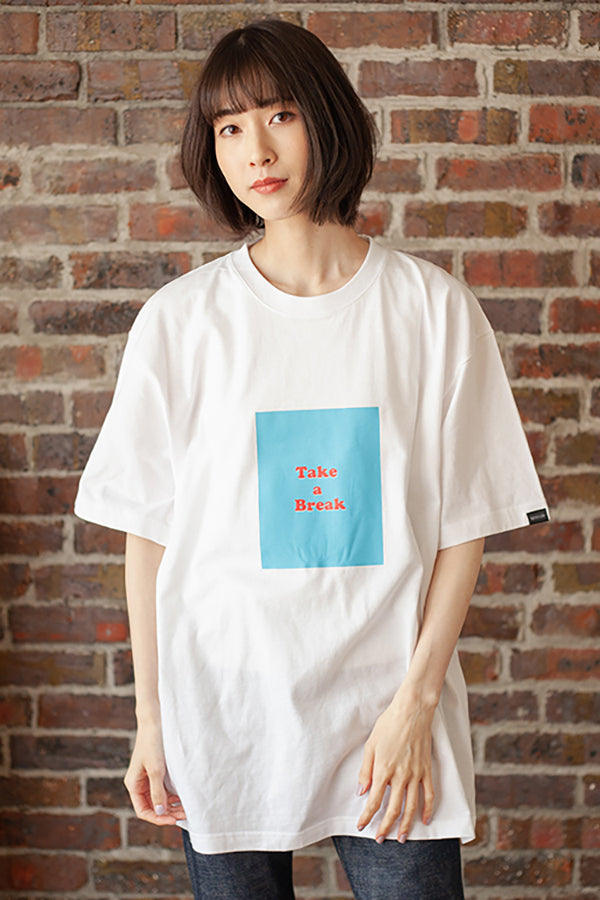 【NoraLily】Take a Break Graphic Big S-S Tee Shirts -WHT/BLK/L.PUR/YEL/SAX- 5colors (UNISEX)