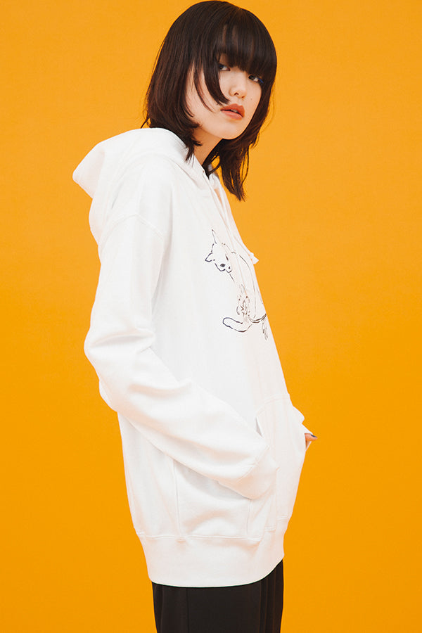 【NoraLily】Cat×Flower Print Hoodie -WHT/GRN/BLK- 3colors (UNISEX)