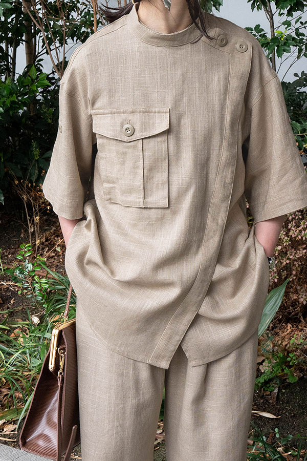 INTERPLAY x AYUMI】Surgical Linen Shirt -BEIGE- (UNISEX) 622180004-52