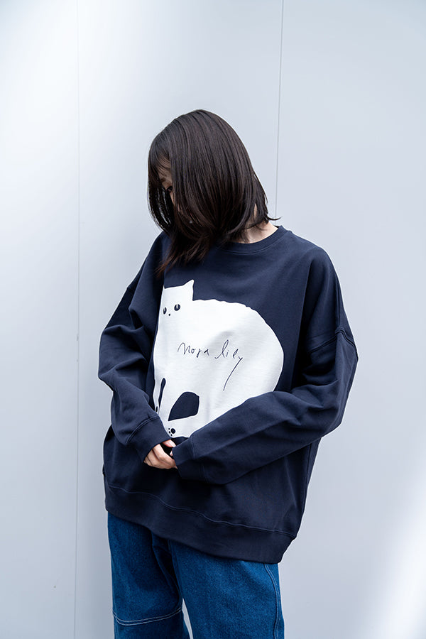 【NoraLily】BIG NEKO Loose Sweat ＜UNISEX＞ -NAVY-