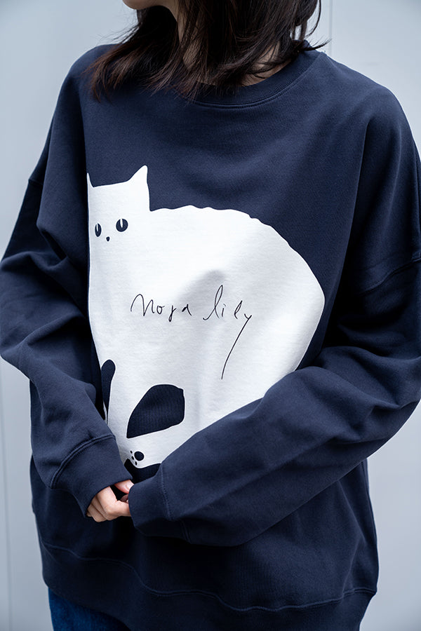 【NoraLily】BIG NEKO Loose Sweat ＜UNISEX＞ -NAVY-