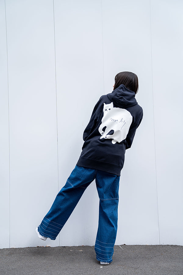 【NoraLily】BIG NEKO Loose Hoodie ＜UNISEX＞ -NAVY-