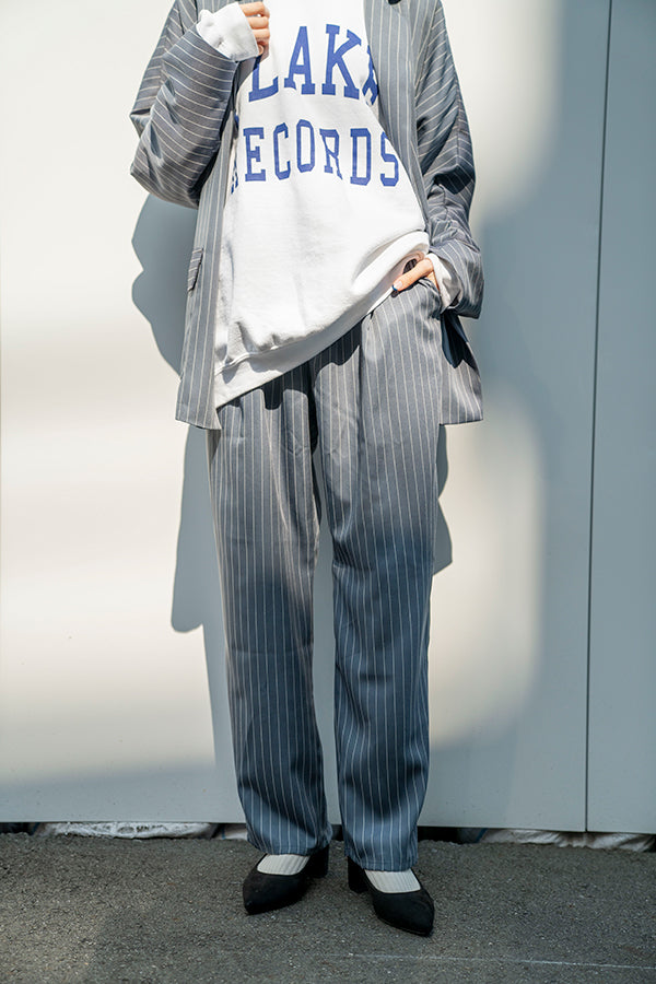【NoraLily】Relax Straight Pin Stripe Pants<UNISEX> -GREY x wht Pin Stripe-