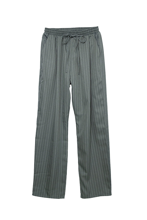 【NoraLily】Relax Straight Pin Stripe Pants<UNISEX>＜UNISEX＞ -Smokey GREEN x wht Pin Stripe-