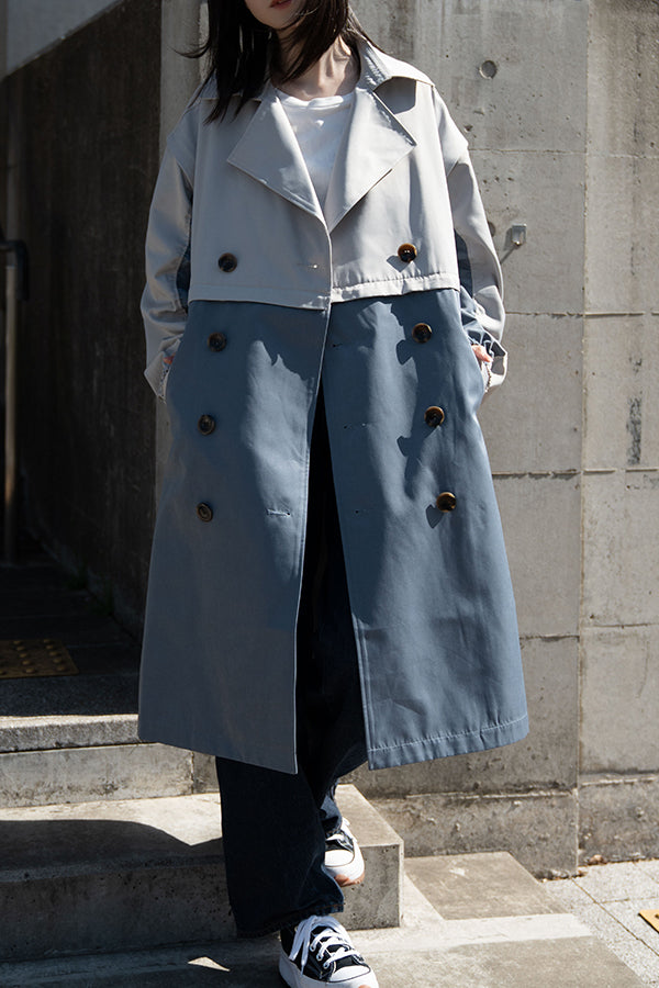 【NoraLily】Removable Over Trech Coat＜UNISEX＞-L.GRY×L.BLU-