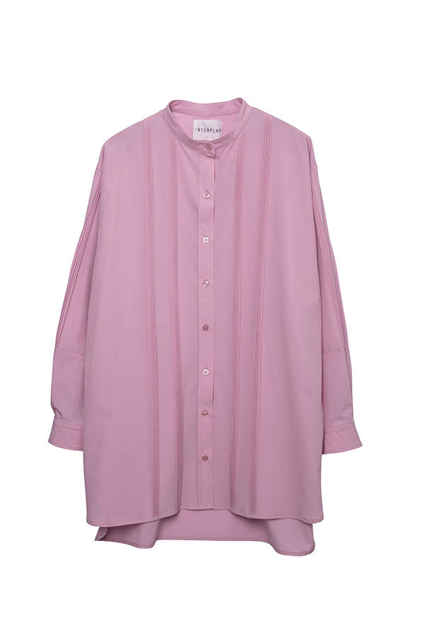 【INTERPLAY×AYA】Pin Tuck Over Shirt(UNISEX)-Sherbet Pink- 623180025-71