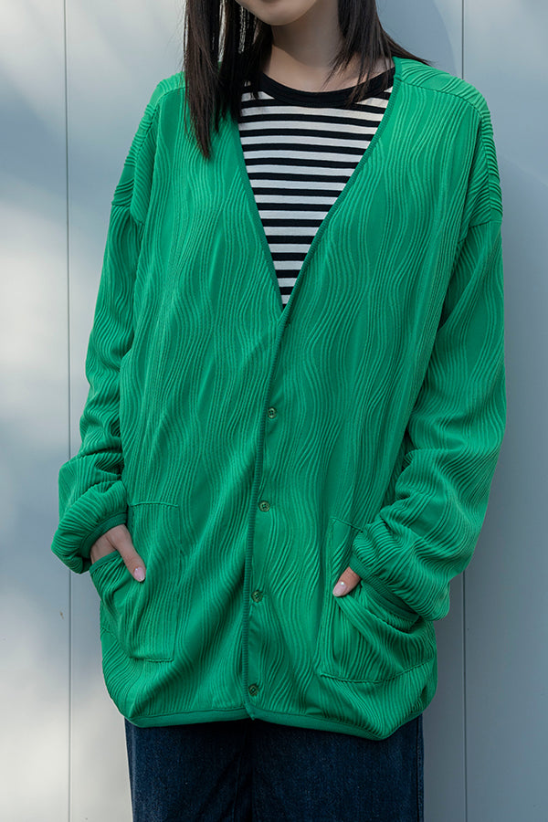 【NoraLily】Wave Cardigan-Bright GREEN- (UNISEX)