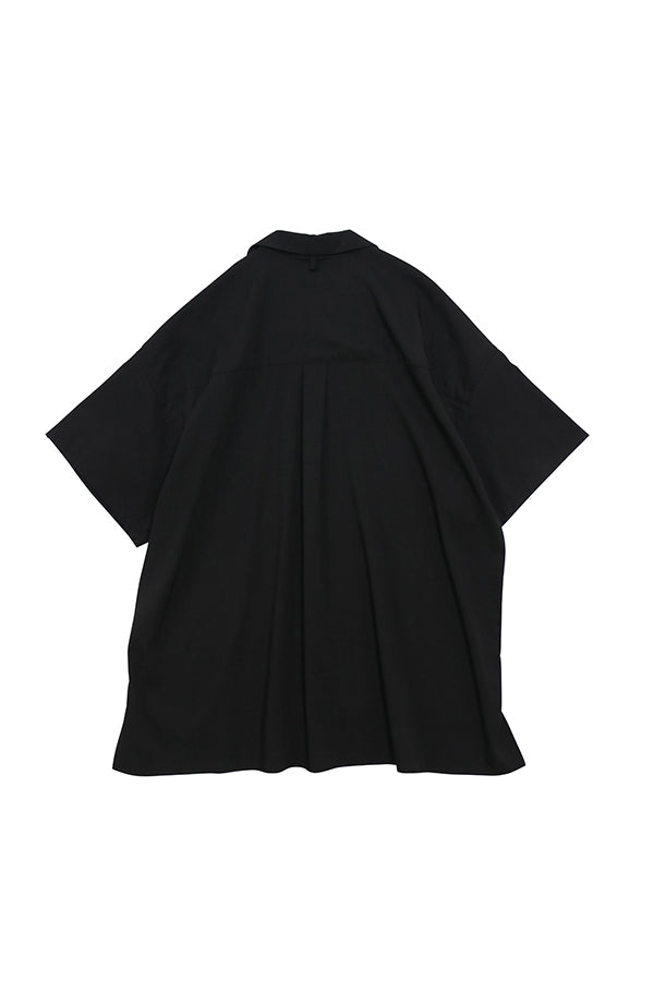 【INTERPLAY】Open Collar S/S Over size Shirt -BLACK- (UNISEX) 621380002-19