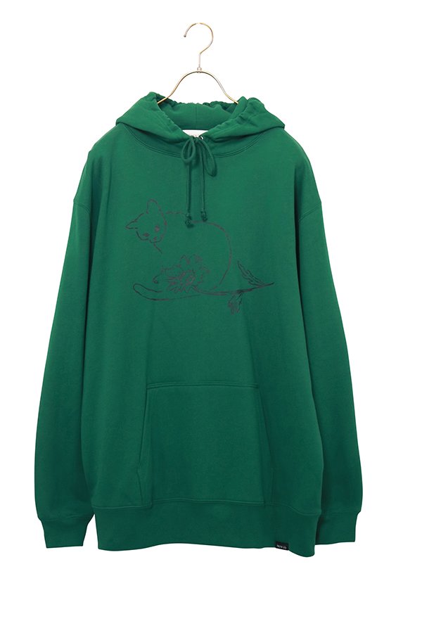 【NoraLily】Cat×Flower Print Hoodie -WHT/GRN/BLK- 3colors (UNISEX)
