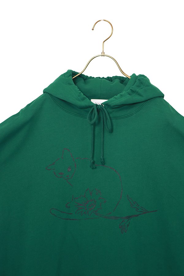 【NoraLily】Cat×Flower Print Hoodie -WHT/GRN/BLK- 3colors (UNISEX)