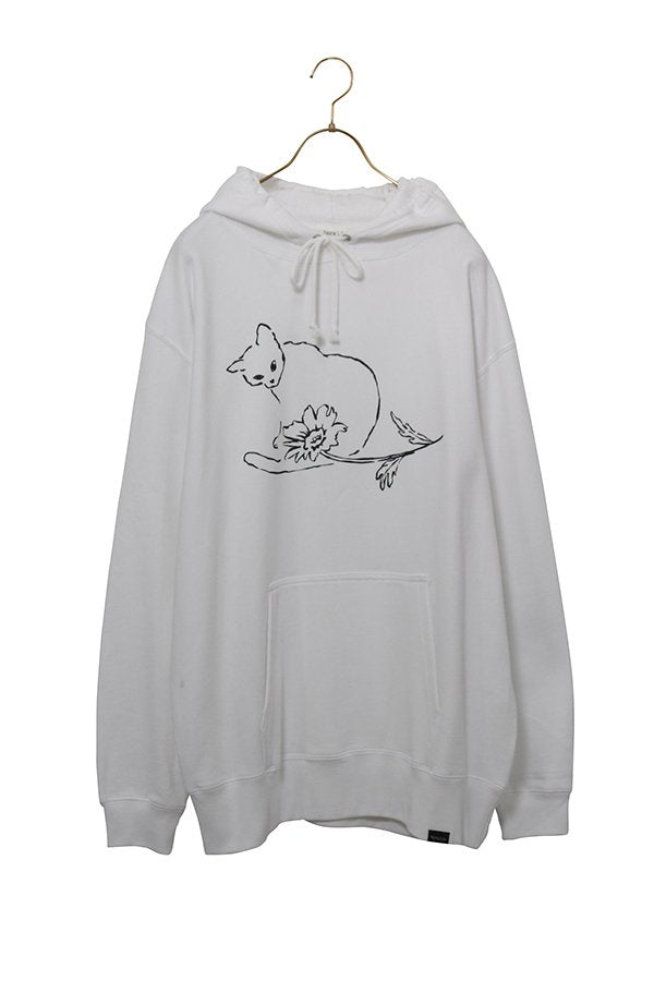 【NoraLily】Cat×Flower Print Hoodie -WHT/GRN/BLK- 3colors (UNISEX)