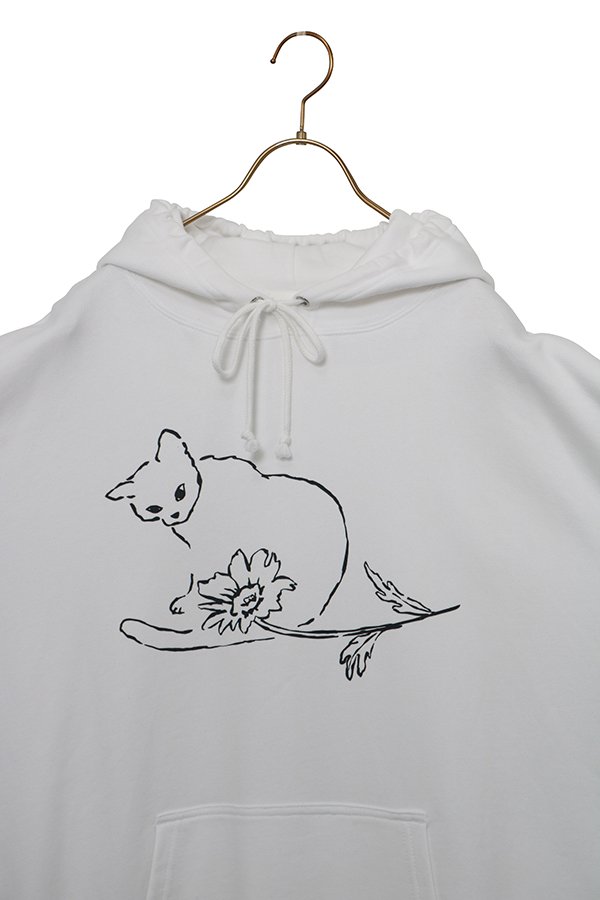 【NoraLily】Cat×Flower Print Hoodie -WHT/GRN/BLK- 3colors (UNISEX)