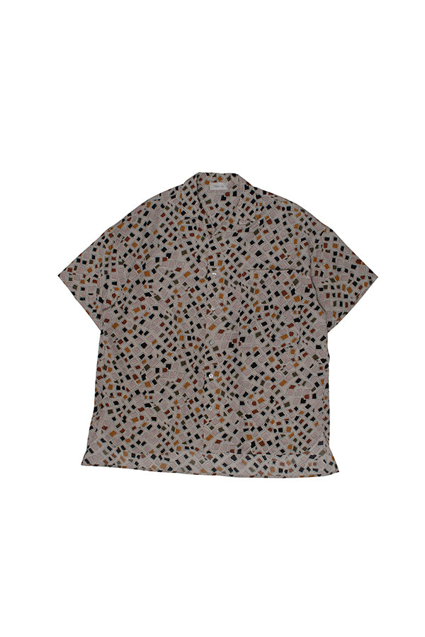 【Noralily×INTERPLAY】Open Collar Geometric Shirt＜UNISEX＞ -GRY geo pt-