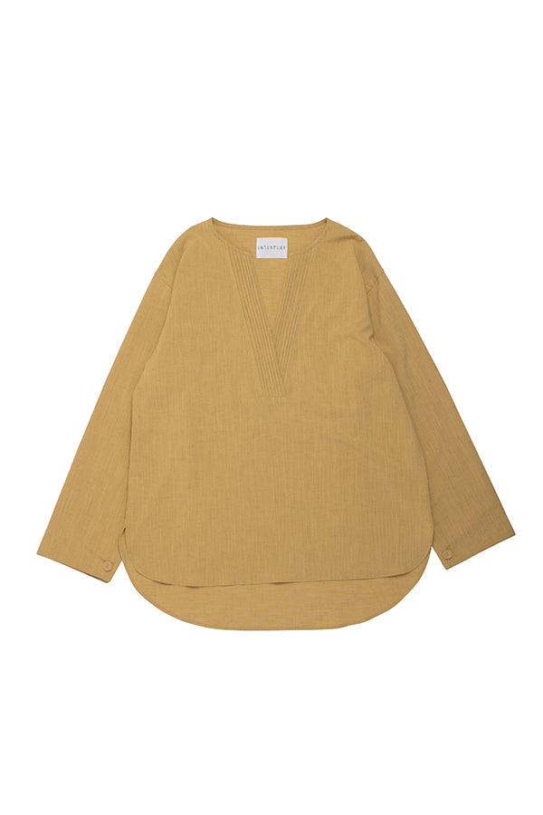 【INTERPLAY x AYUMI】Pin-Tuck Shirt Blouse  -Light MUSTARD-  623180019-21