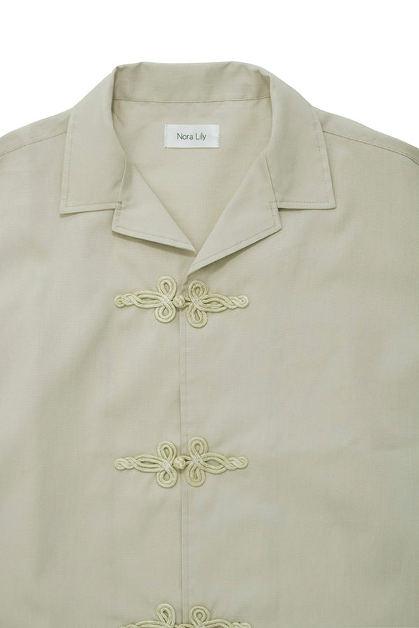 【NoraLily】China Open Collar S/S Shirt＜UNISEX＞ -L.MINT -