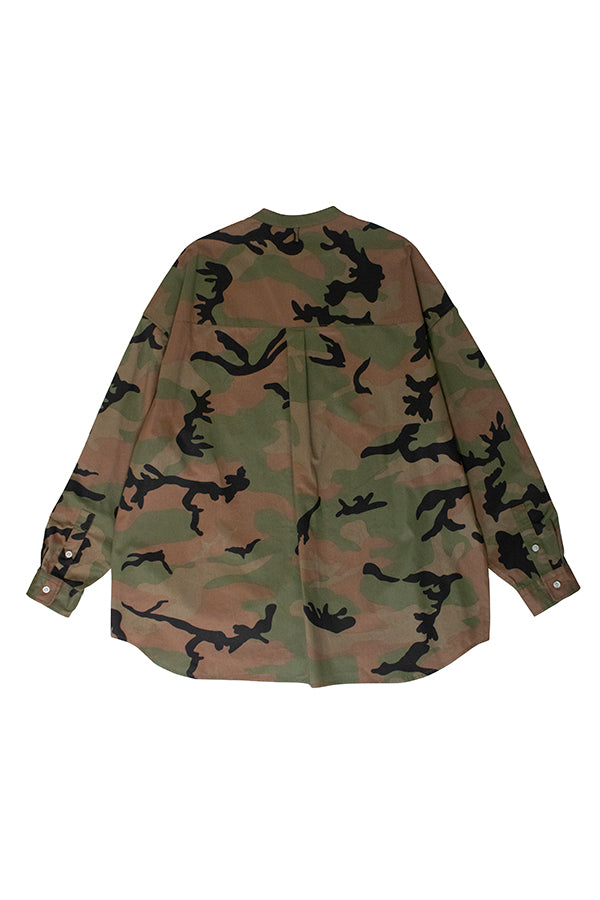 【INTERPLAY】Band Collar Shirt 2 -GREEN Camo- (UNISEX) 622580013-27