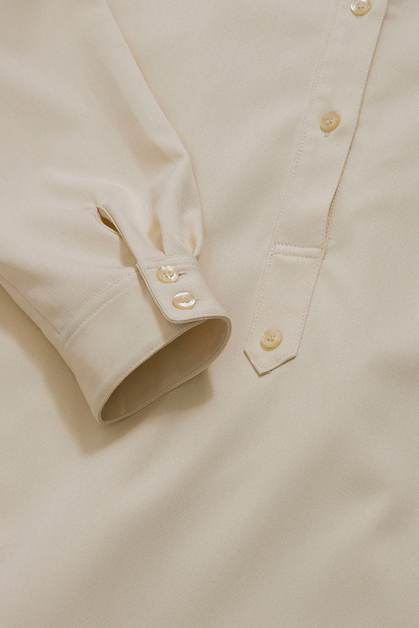 【INTERPLAY x AYA】Stand Collar Tiered Shirt One-piece -IVORY- 622550003-04
