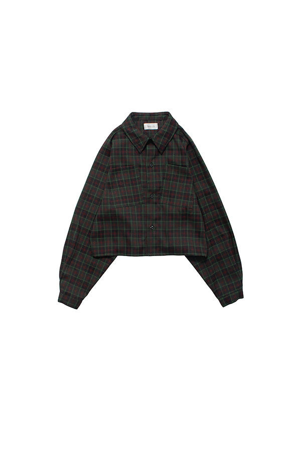 【NoraLily】 Raglan Short Shirt -GREEN Check-