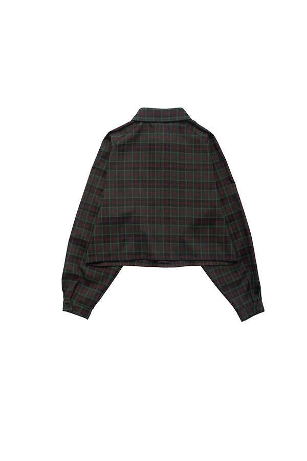 【NoraLily】 Raglan Short Shirt -GREEN Check-