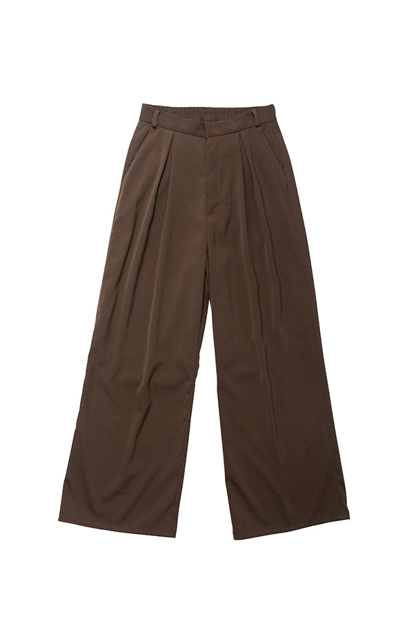 【NoraLily】Box Tuck Semi-Flare Pants ＜UNISEX＞-BROWN-