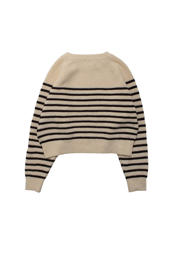 【NoraLily】Buttoned Collar Panel Border Sweater -IVO x MOC Border-