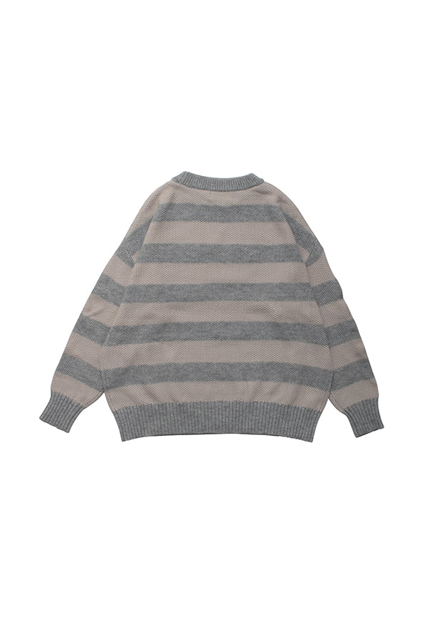 【NoraLily】Bold Traditional Border Sweater ＜UNISEX＞-GRY x L.GRY Border-