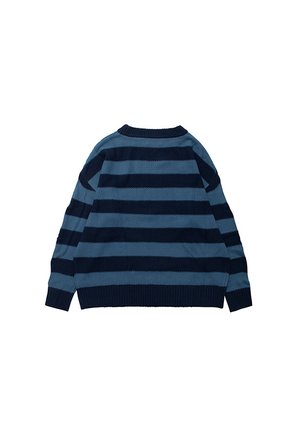【NoraLily】Bold Traditional Border Sweater ＜UNISEX＞-BLU x L.Blu Border-