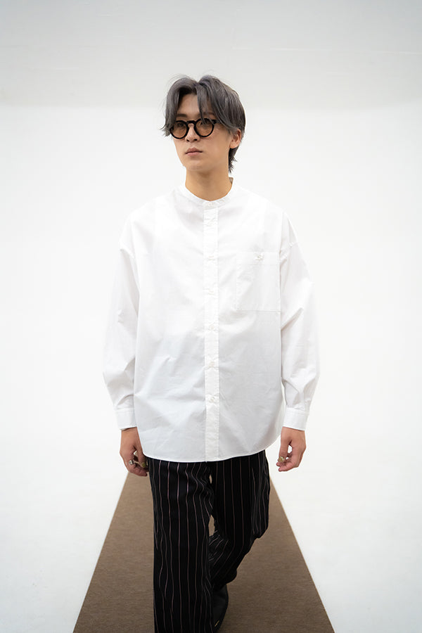 【INTERPLAY】Band Collar Big Shirt -WHITE- (UNISEX) 621180001-01