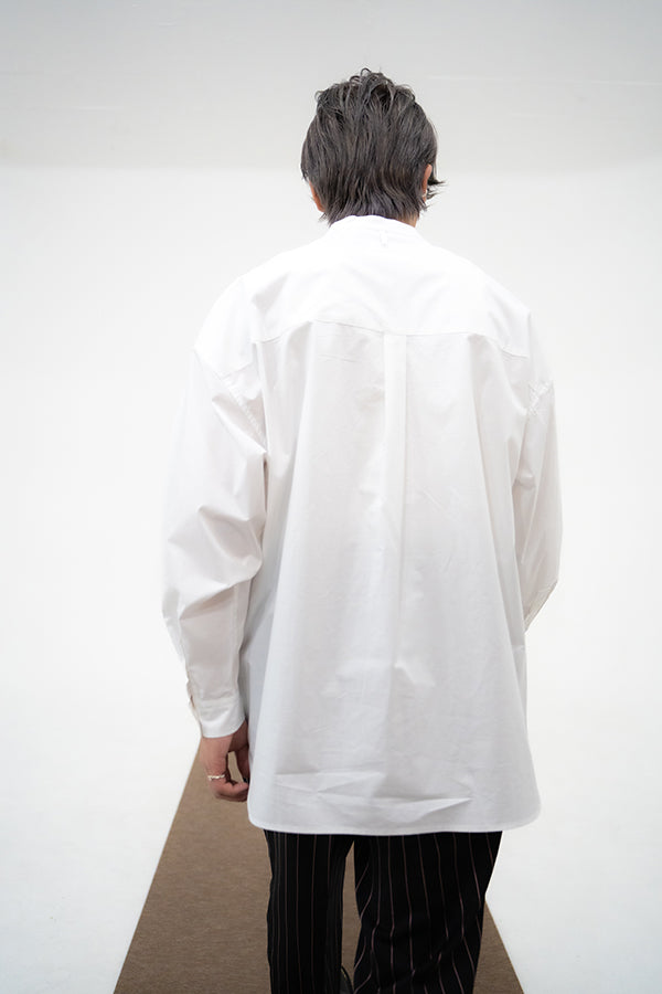 【INTERPLAY】Band Collar Big Shirt -WHITE- (UNISEX) 621180001-01