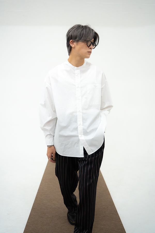 【INTERPLAY】Band Collar Big Shirt -WHITE- (UNISEX) 621180001-01