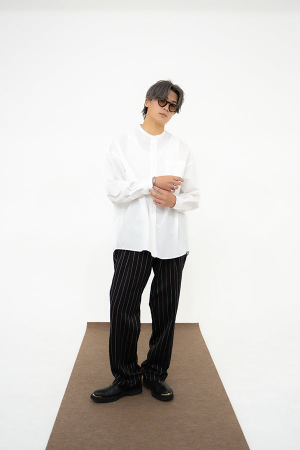 【INTERPLAY】Band Collar Big Shirt -WHITE- (UNISEX) 621180001-01