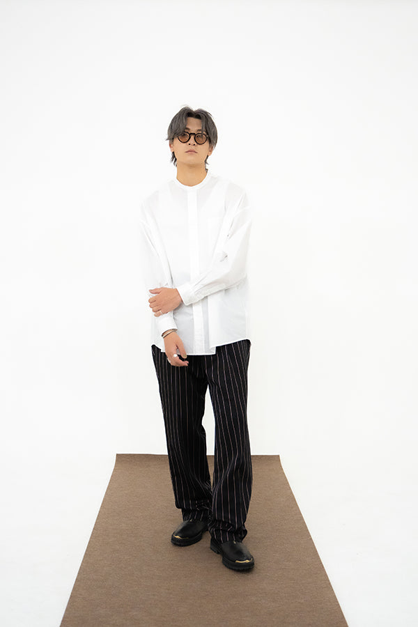 【INTERPLAY】Band Collar Big Shirt -WHITE- (UNISEX) 621180001-01