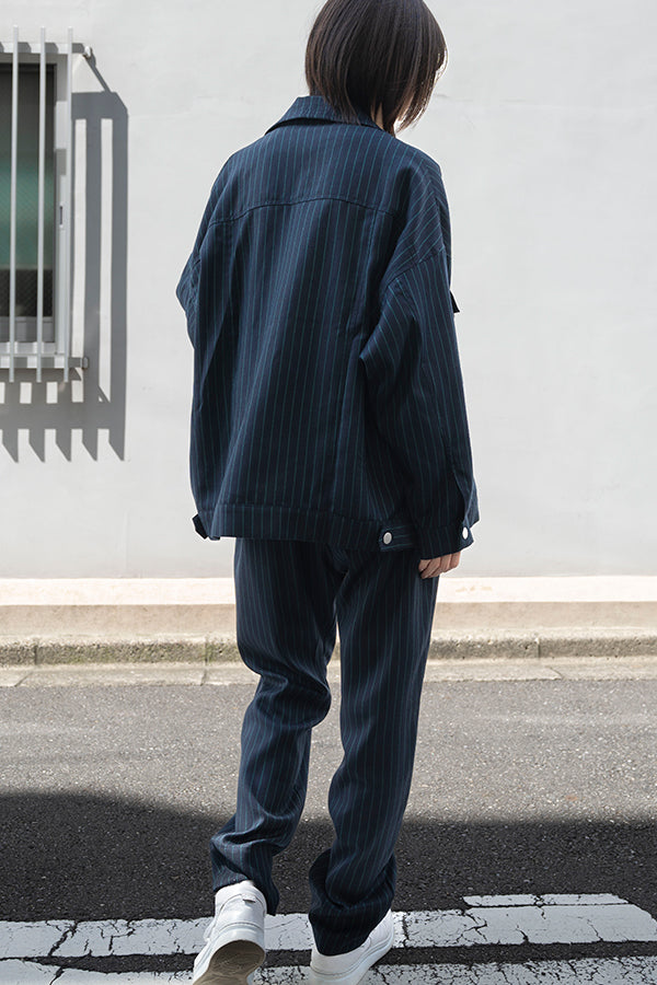 【NoraLily】Relax Light Tapered Pants＜UNISEX＞ -BLACK Stripe -