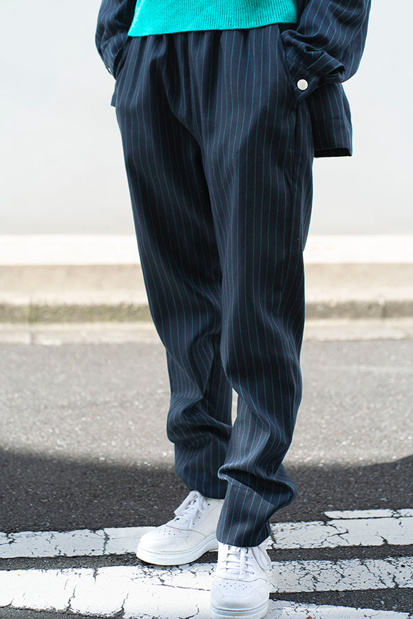 【NoraLily】Relax Light Tapered Pants＜UNISEX＞ -BLACK Stripe -