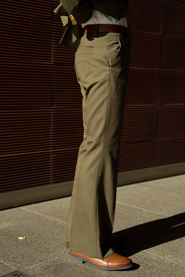 【INTERPLAY x TAKERU】 Stripe Semi-flared Pants(Men)-Dark Green- 623160008-27 3SIZE
