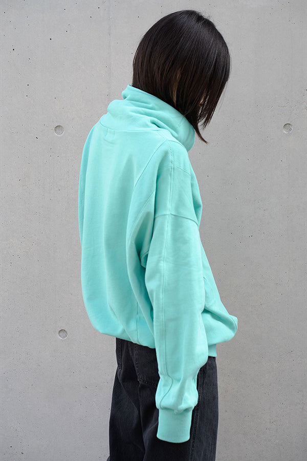 【NoraLily】Off-Turtle Sweat Switched with Ribs ＜UNISEX＞-Emerald GREEN-
