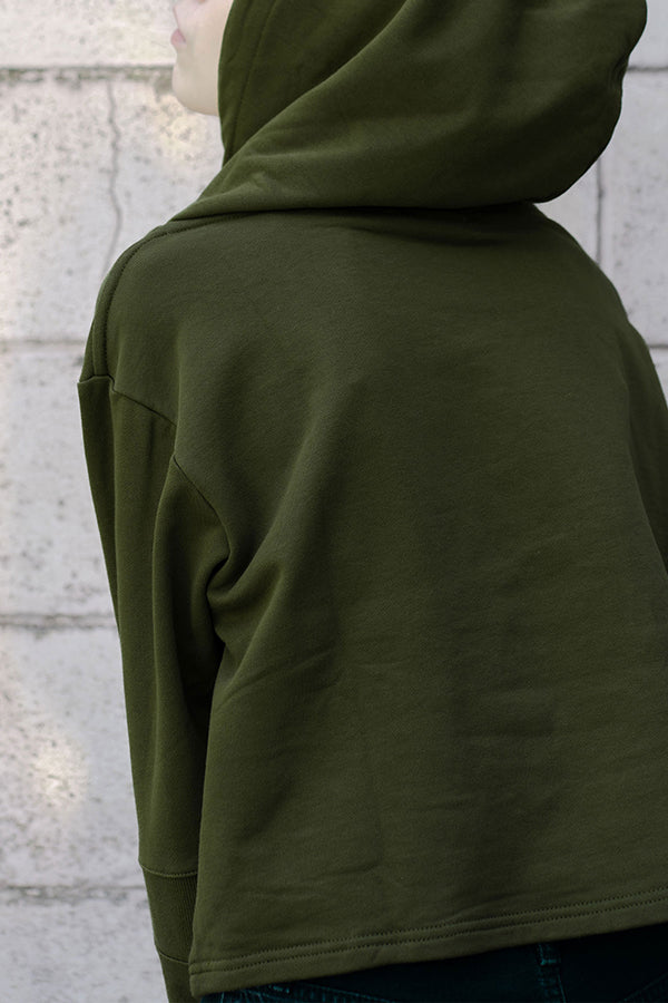 【NoraLily】Short Length Hoodie Switched with Ribs -Gold KHAKI -