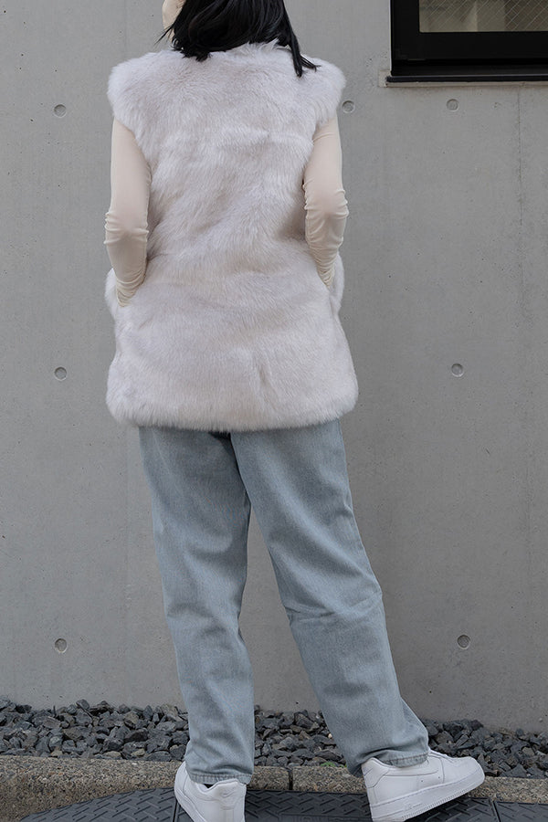 【INTERPLAY "SELECT"】Eco Fur Vest -WHT-  622542007-01