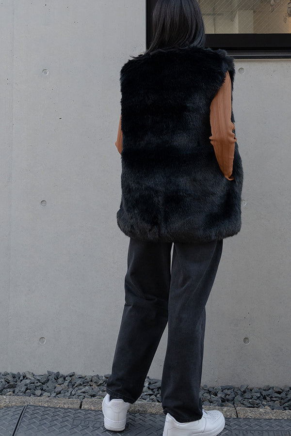 【INTERPLAY "SELECT"】Eco Fur Vest -BLK-  622542007-19