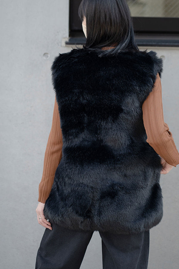 【INTERPLAY "SELECT"】Eco Fur Vest -BLK-  622542007-19