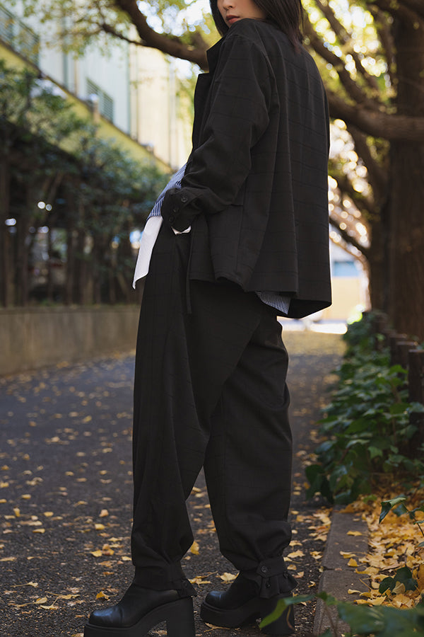 【NoraLily】 3Tuck Check Pants＜UNISEX＞-BLACK Check-