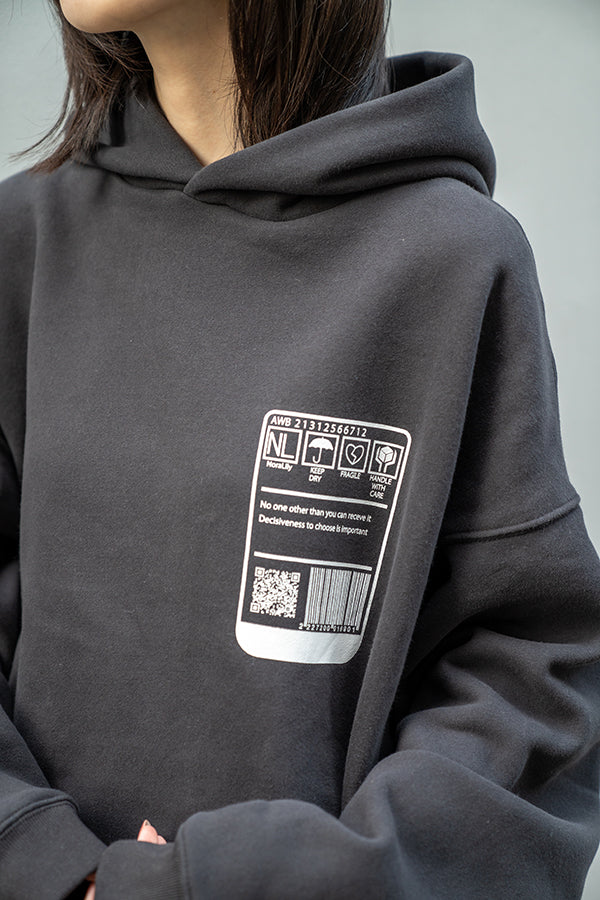 【NoraLily】INVOICE Print Hoodie ＜UNISEX＞-CHARCOAL- /2size