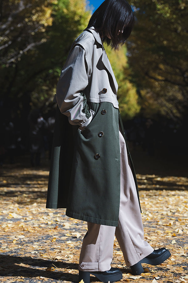【NoraLily】Removable Over Trech Coat＜UNISEX＞-KHA×MINT-