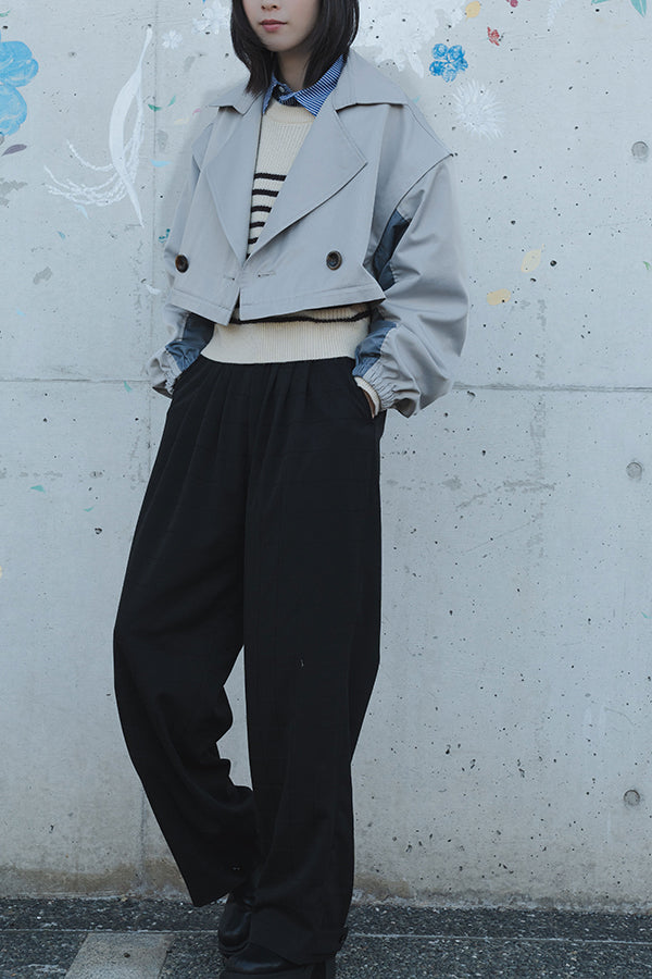 【NoraLily】Removable Over Trech Coat＜UNISEX＞-L.GRY×L.BLU-