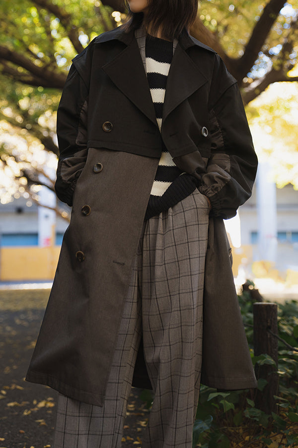 【NoraLily】Removable Over Trech Coat＜UNISEX＞-BLK×CHARCOAL-