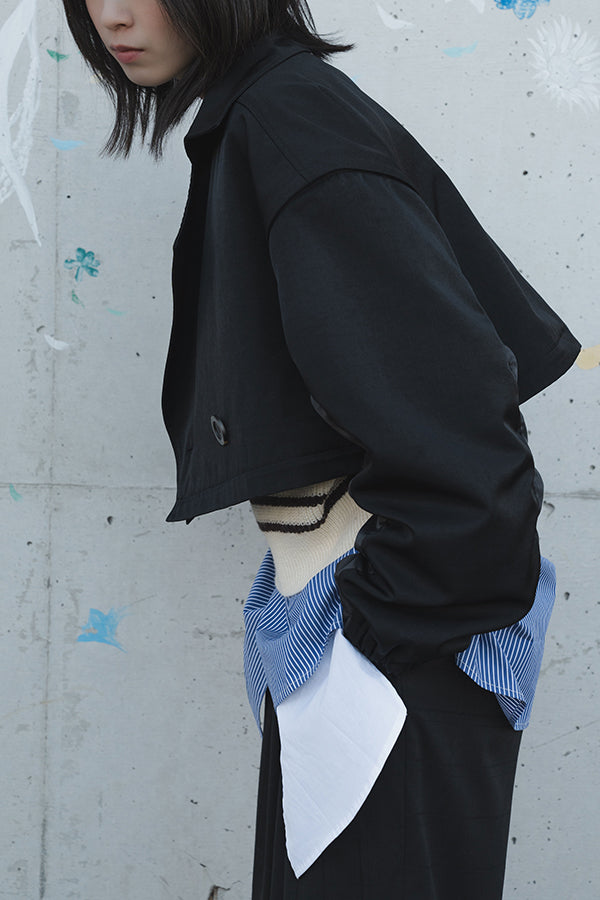 【NoraLily】Removable Over Trech Coat＜UNISEX＞-BLK×CHARCOAL-