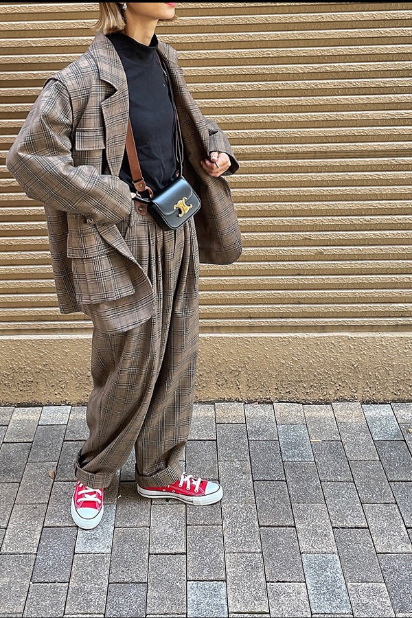 【INTERPLAY x AYA】2 way Worker Jacket -Brown Check- (UNISEX) 622542003-42