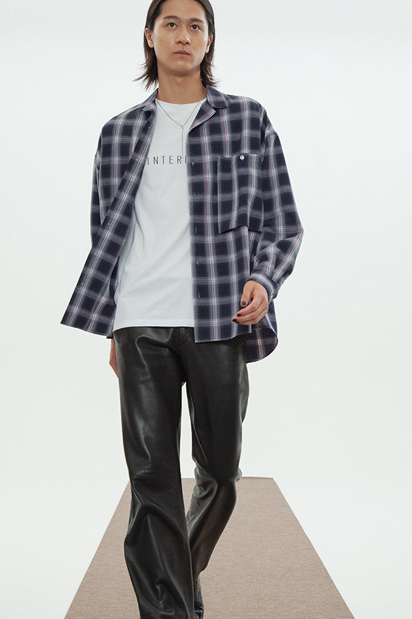 【INTERPLAY】Open Collar Big Shirts 2 -NAVY Check- (UNISEX) 621580002-93