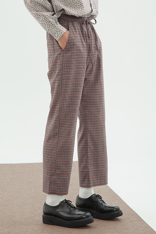 【INTERPLAY】Relax Loose Pants -ORANGE Check- (UNISEX) 621560001-67