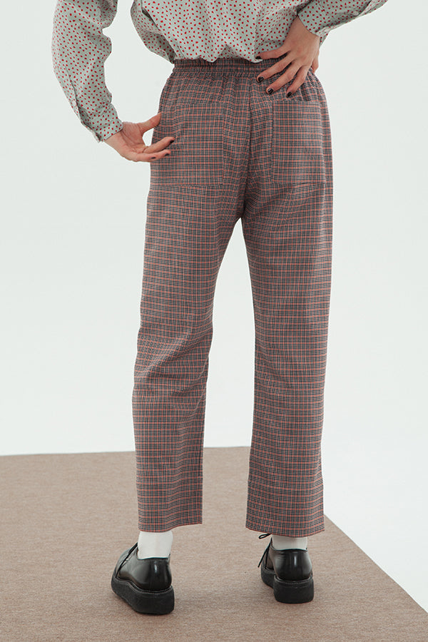 【INTERPLAY】Relax Loose Pants -ORANGE Check- (UNISEX) 621560001-67